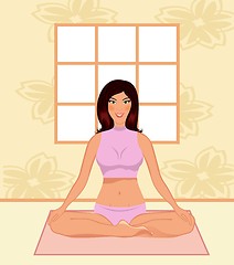 Image showing young woman yoga in gym