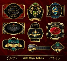 Image showing set colorful gold-framed labels