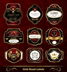 Image showing set dark gold-framed labels