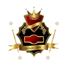 Image showing Illustration of black golden label for design heraldic or packin