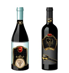 Image showing Illustration of set wine bottle with label