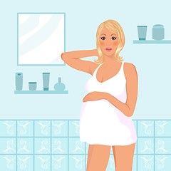 Image showing Illustration of pregnant women in bathroom