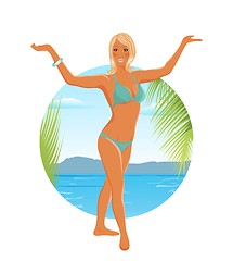 Image showing pretty blond girl on summer background