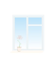 Image showing Illustration of flower in a pot on a window sill