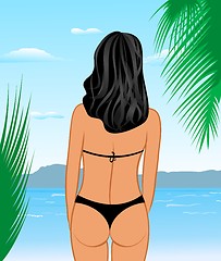 Image showing sexy woman's back on the beach