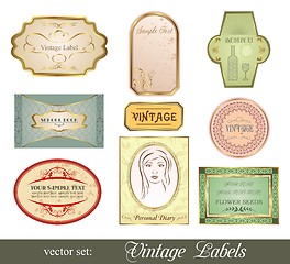 Image showing set retro variation vintage labels