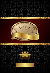 Image showing background with golden luxury label and crown