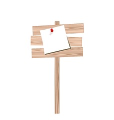 Image showing Illustration of wood billboard with attached blank paper