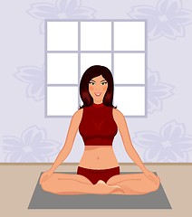 Image showing young woman yoga in gym