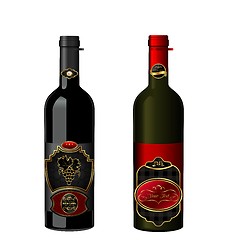 Image showing Illustration of wine bottles with attached vintage labels