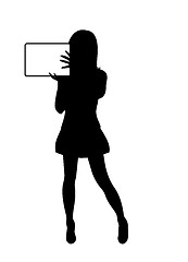 Image showing girl silhouette with banner isolated