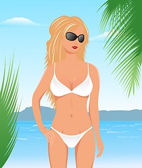 Image showing pretty blonde girl on beach