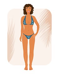 Image showing brunette suntanned girl in bikin