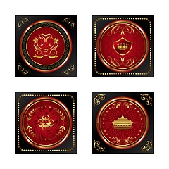 Image showing set red gold-framed labels