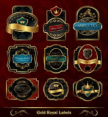 Image showing set black gold-framed labels