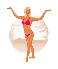 Image showing pretty blond girl on summer background