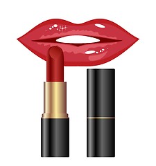 Image showing red lips and lipstick