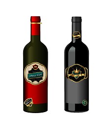 Image showing Illustration of set wine bottle with label