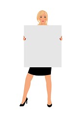 Image showing business girl with board isolated