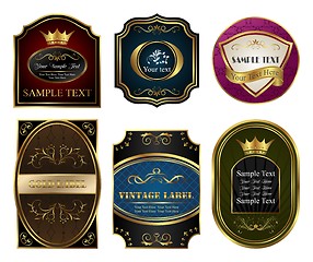 Image showing set colored gold-framed labels