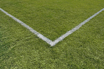 Image showing Painted lines in the corner of a playing field