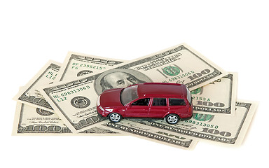 Image showing Red car and money