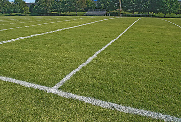 Image showing American football playing field in summer