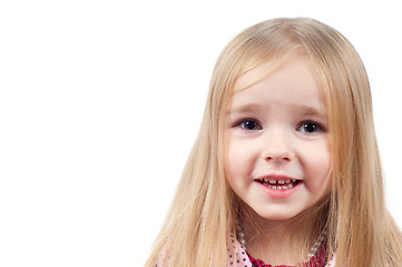 Image showing Portrait of little cute girl with long hair