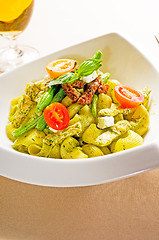 Image showing pasta pesto and vegetables