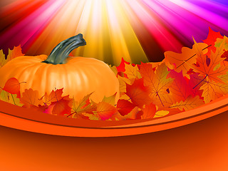 Image showing Abstract Classical autumn card with pumpkin. EPS 8