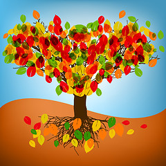 Image showing autumn tree drawing with colorful leafs. EPS 8
