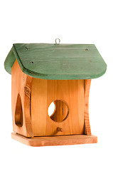 Image showing wooden birdhouse isolated on the white