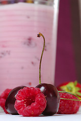 Image showing Yogurt with raspberries
