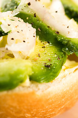 Image showing Sandwich with avocado on a wooden board 