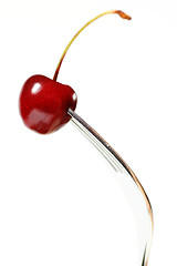 Image showing Cherry on Fork