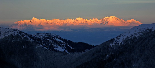 Image showing mountains during sunset