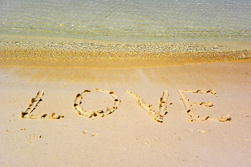 Image showing Love in sand