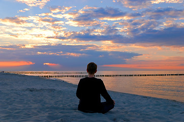 Image showing meditation sunset