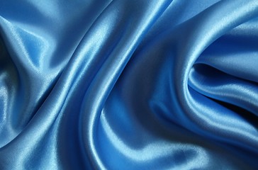 Image showing Smooth elegant blue silk as background