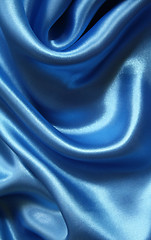 Image showing Smooth elegant blue silk as background