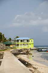 Image showing colorful building waterfront breakwater Big Corn Island Nicaragu