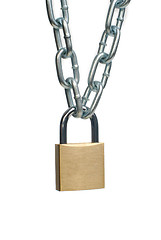 Image showing Closed padlock and chain 