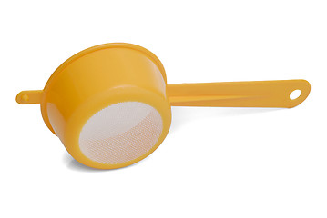 Image showing Yellow plastic colander