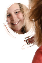 Image showing Preteen Looking In Mirror