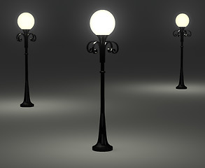 Image showing 3d old fashioned lamp posts