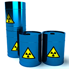 Image showing 3d blue barrel radioactive waste