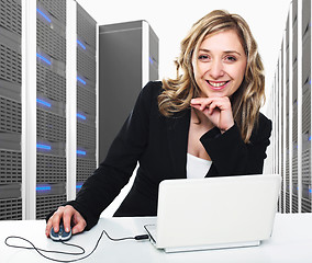 Image showing virtual server 3d and woman