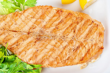 Image showing Grilled salmon steak