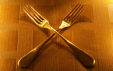 Image showing two vintage silver forks