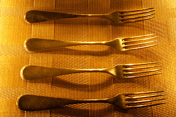 Image showing four vintage silver forks